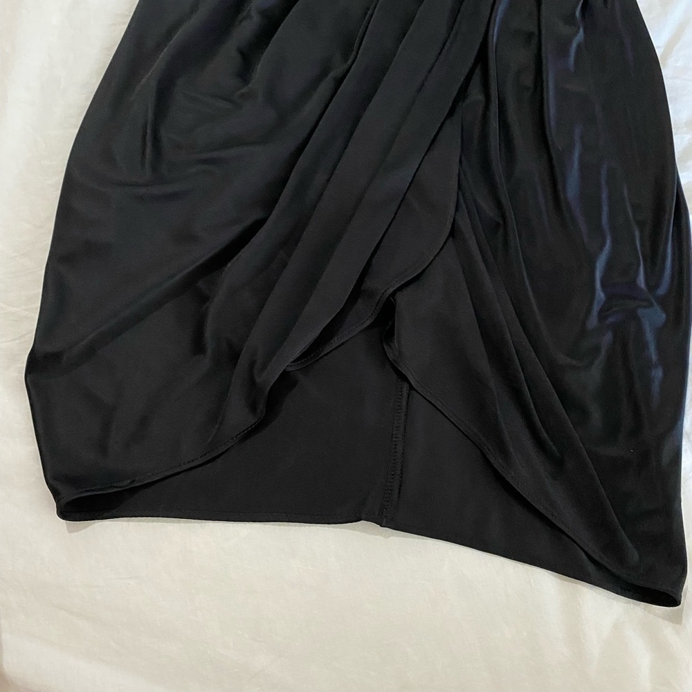 BCBGMAXZARIA black mini cocktail summer party y2K 1 shoulder strap goth dress - Picture 7 of 12